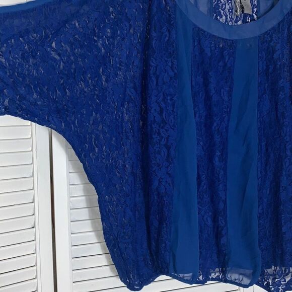 NWT Blue Sheer Lace Double Layered Floaty Top Size 3X - Picture 5 of 16